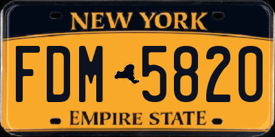 NY license plate FDM5820