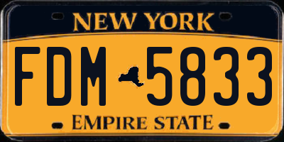 NY license plate FDM5833