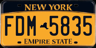 NY license plate FDM5835