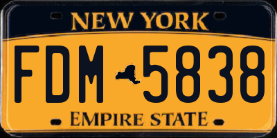 NY license plate FDM5838
