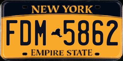 NY license plate FDM5862