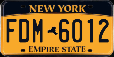 NY license plate FDM6012