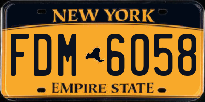 NY license plate FDM6058