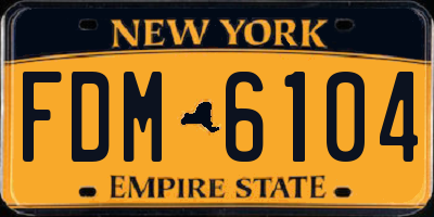 NY license plate FDM6104