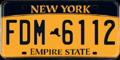NY license plate FDM6112