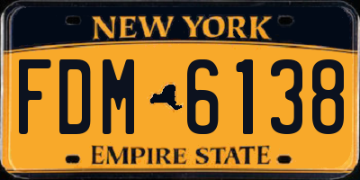 NY license plate FDM6138