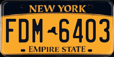 NY license plate FDM6403