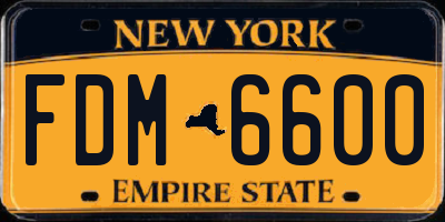 NY license plate FDM6600