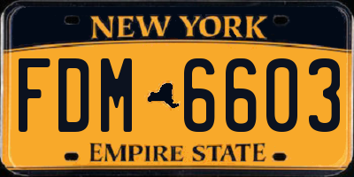 NY license plate FDM6603