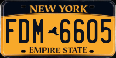 NY license plate FDM6605
