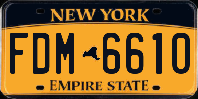 NY license plate FDM6610