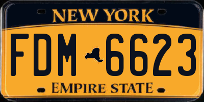 NY license plate FDM6623