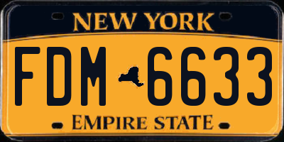 NY license plate FDM6633