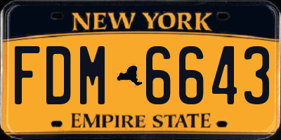 NY license plate FDM6643