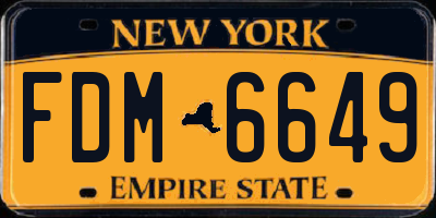 NY license plate FDM6649