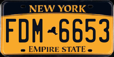 NY license plate FDM6653