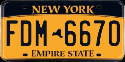 NY license plate FDM6670