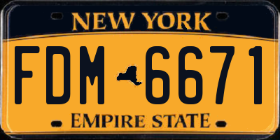 NY license plate FDM6671