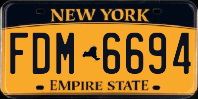 NY license plate FDM6694