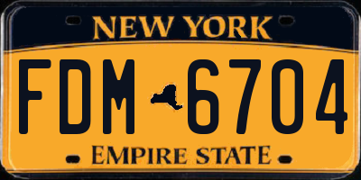 NY license plate FDM6704