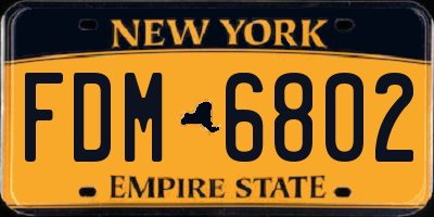 NY license plate FDM6802