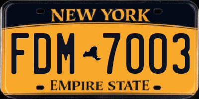 NY license plate FDM7003