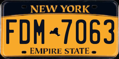 NY license plate FDM7063