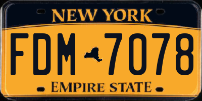 NY license plate FDM7078