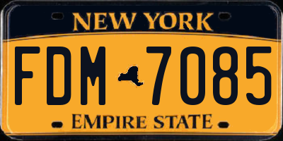 NY license plate FDM7085