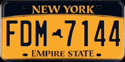 NY license plate FDM7144