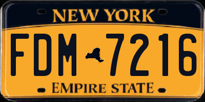 NY license plate FDM7216
