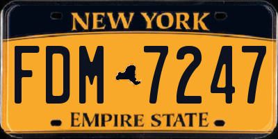 NY license plate FDM7247