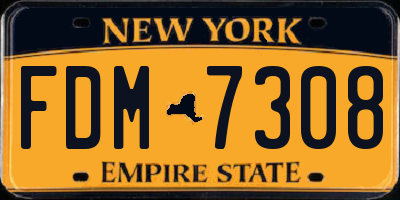 NY license plate FDM7308