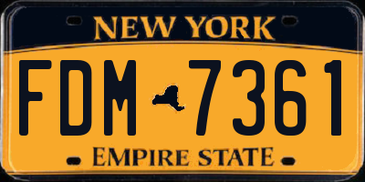 NY license plate FDM7361