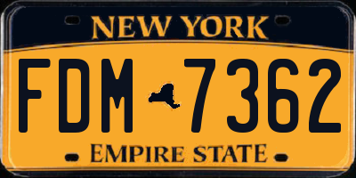 NY license plate FDM7362
