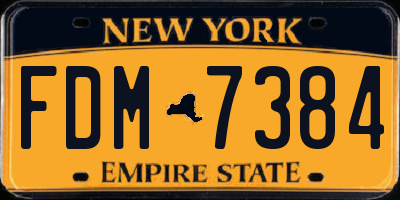 NY license plate FDM7384