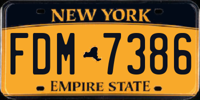 NY license plate FDM7386