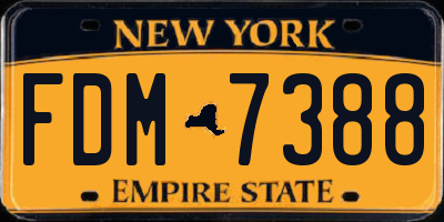 NY license plate FDM7388
