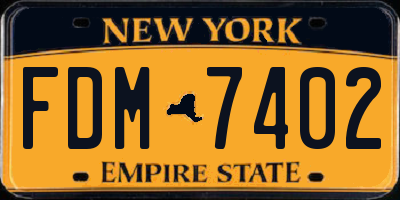 NY license plate FDM7402