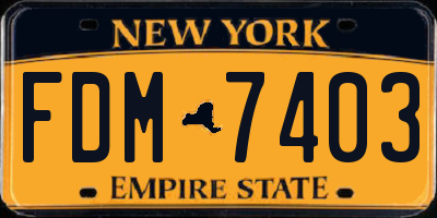 NY license plate FDM7403