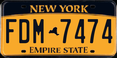 NY license plate FDM7474