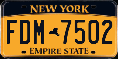 NY license plate FDM7502