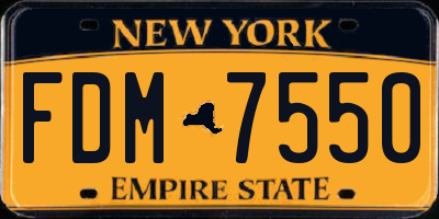NY license plate FDM7550