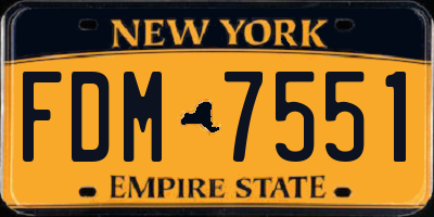 NY license plate FDM7551