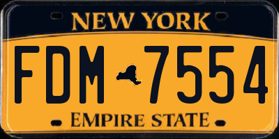 NY license plate FDM7554
