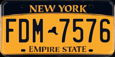 NY license plate FDM7576