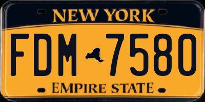 NY license plate FDM7580