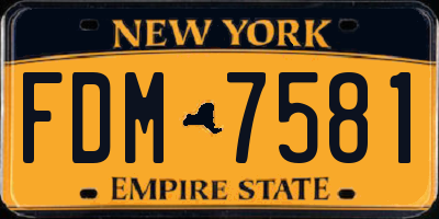 NY license plate FDM7581