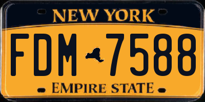 NY license plate FDM7588