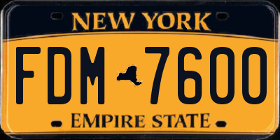 NY license plate FDM7600